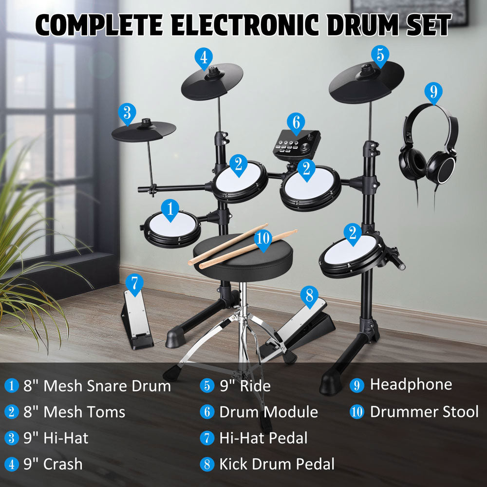 Yescom Electronic Drum Kit with Headphones & Quiet Mesh Image