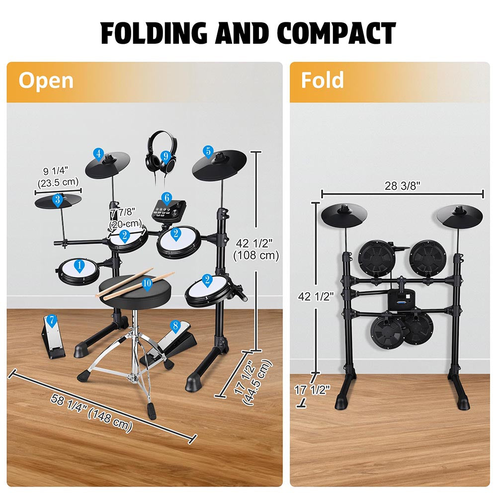 Yescom Electronic Drum Kit with Headphones & Quiet Mesh Image