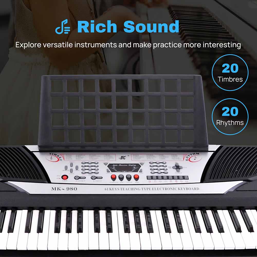 Yescom Musical Electronic Keyboard 61 Keys Instrument Black Image