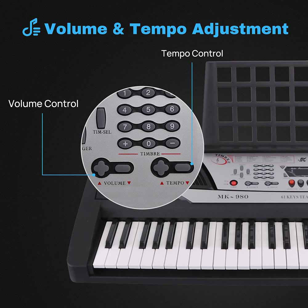 Yescom Musical Electronic Keyboard 61 Keys Instrument Black Image