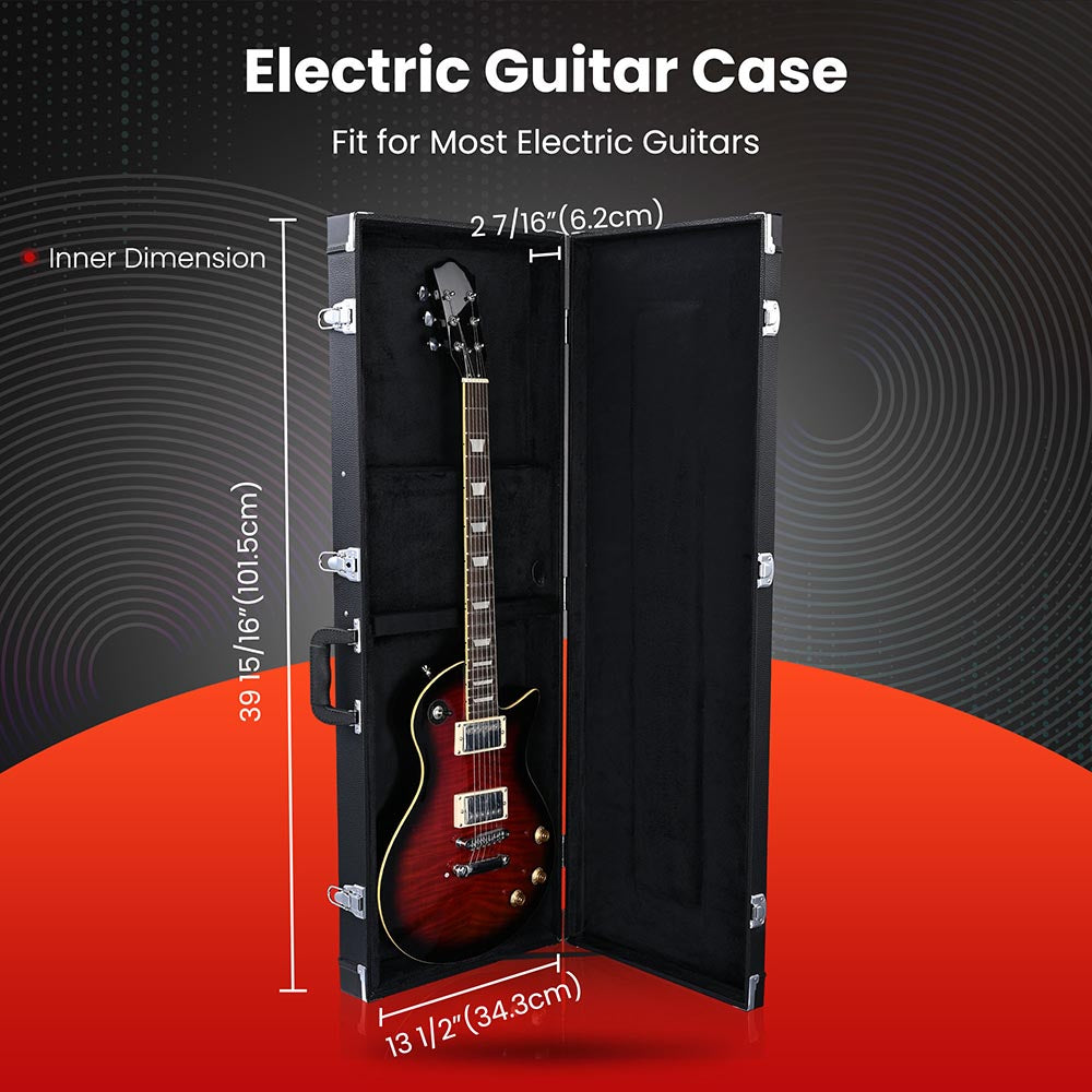 Yescom Lockable Universal Electric Guitar Hard-Shell Case 41"x14" Wooden Image