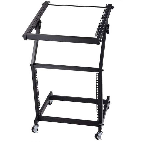 Yescom 19in 9U Space Rolling Audio Mixer Stand Cart Rack Mount Image