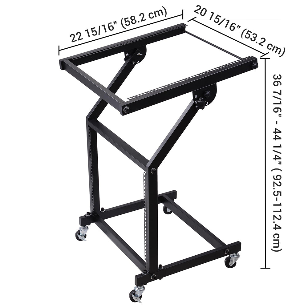 Yescom 19in 9U Space Rolling Audio Mixer Stand Cart Rack Mount Image