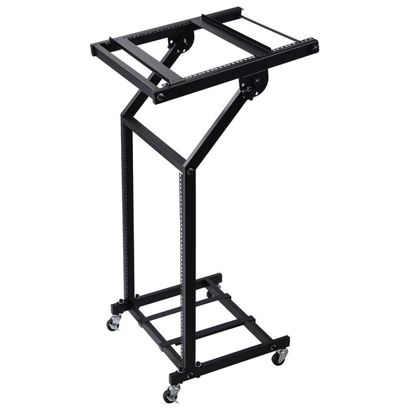 Yescom 19in 12U Stage Rolling Audio Mixer Stand Rack Cart w/ 4 Poles Image