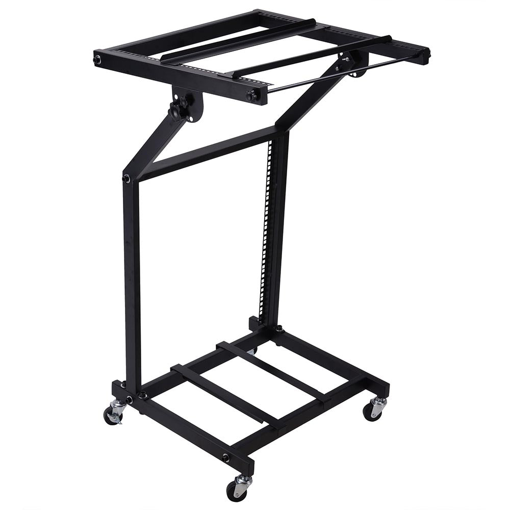 Yescom 19in 12U Stage Rolling Audio Mixer Stand Rack Cart w/ 4 Poles Image