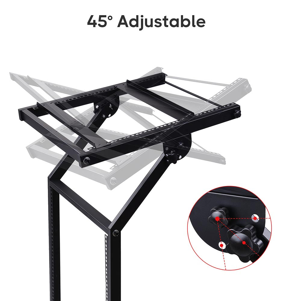 Yescom 19in 12U Stage Rolling Audio Mixer Stand Rack Cart w/ 4 Poles Image