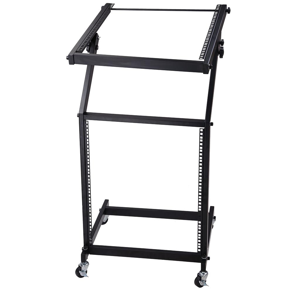 Yescom 19in 12U Space Rolling Audio Mixer Stand Cart Rack Mount Image