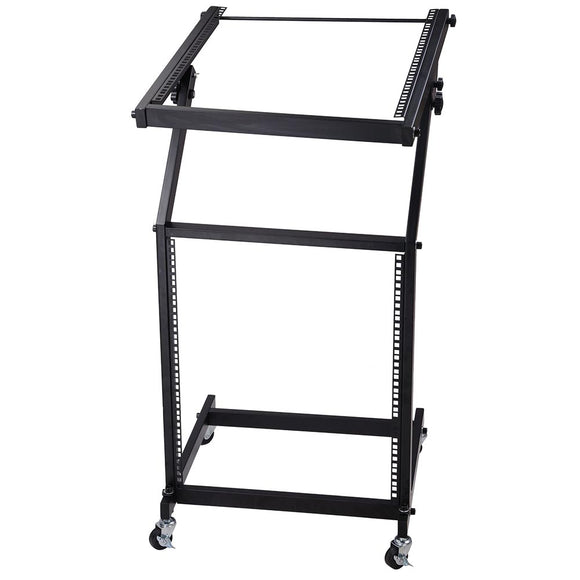 Yescom 19in 12U Space Rolling Audio Mixer Stand Cart Rack Mount Image