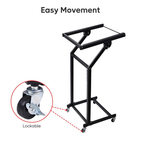 Yescom 19in 12U Space Rolling Audio Mixer Stand Cart Rack Mount Image