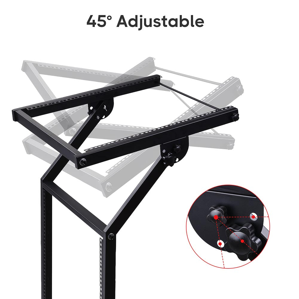 Yescom 19in 12U Space Rolling Audio Mixer Stand Cart Rack Mount Image