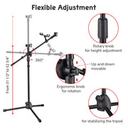 Yescom Studio Mic Stand with Boom 2 Mic Clips Phone Holder H5'11