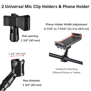 Yescom Studio Mic Stand with Boom 2 Mic Clips Phone Holder H5'11" Image