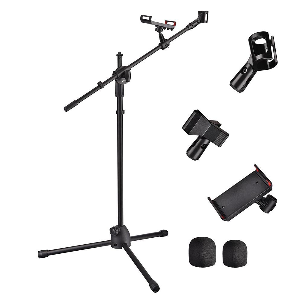 Yescom Studio Mic Stand with Boom 2 Mic Clips Phone Holder H5'11" Image