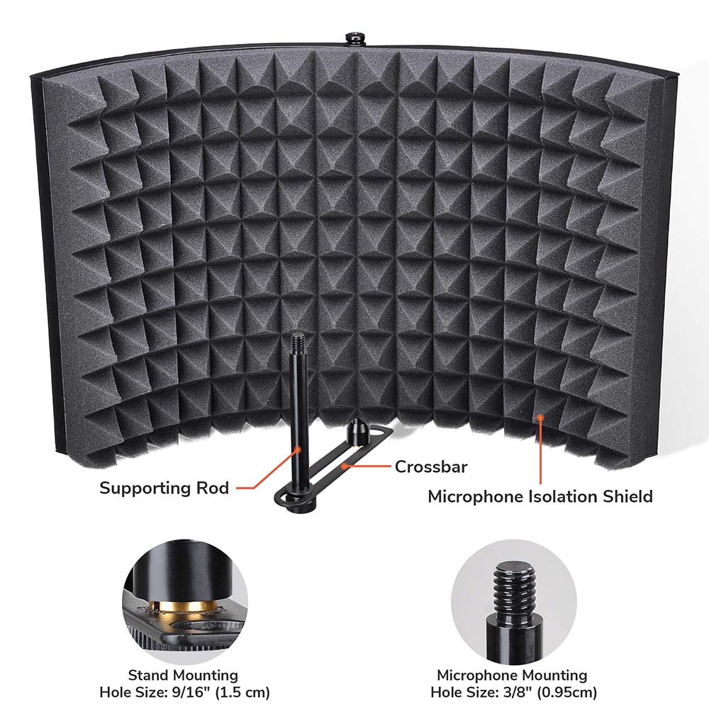 Yescom Microphone Studio Isolation Shield Sound Isolator Filter 2-Panel Image