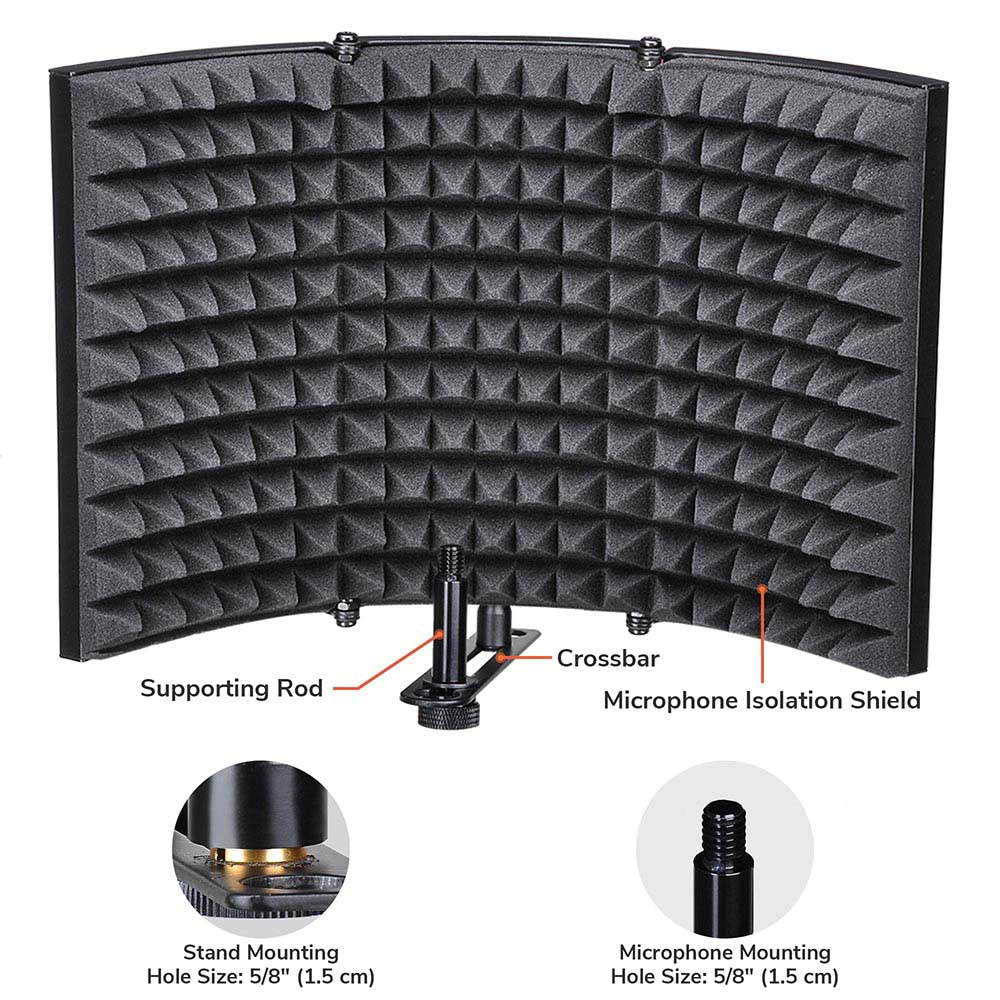 Yescom Microphone Studio Isolation Shield Sound Isolator Absorber 3-Panel Image