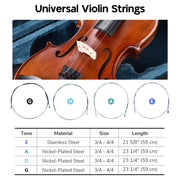 Yescom Violin Strings Set & Bridges 3/4-4/4 Image