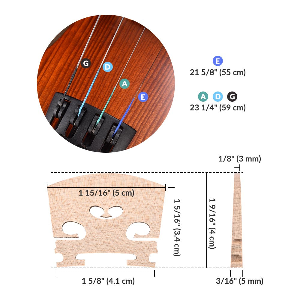 Yescom Violin Strings Set & Bridges 3/4-4/4 Image