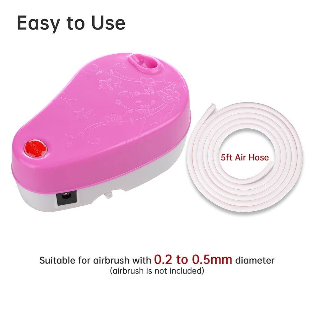 Yescom Airbrush Air Compressor w/ Built-in Holder Pink Image