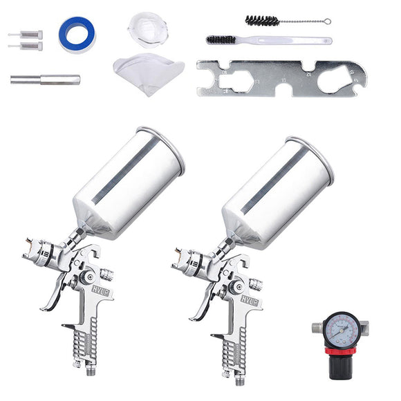 Yescom Automotive Paint Sprayers Gravity Feed HVLP Spray Kit Silver Image