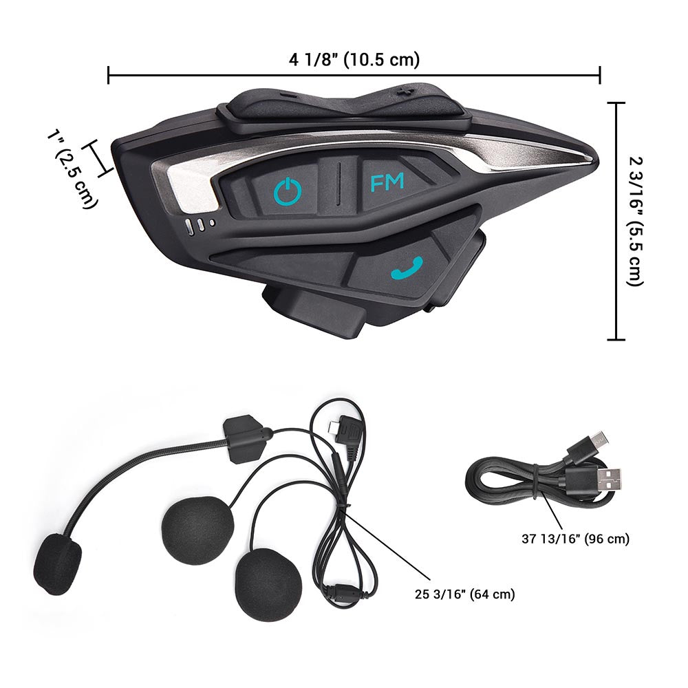 Yescom Helmet Bluetooth Headset 5.1 Intercom 2 Riders Noise Cancel Image