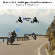 Yescom Helmet Bluetooth Headset 5.1 Intercom 2 Riders Noise Cancel Image