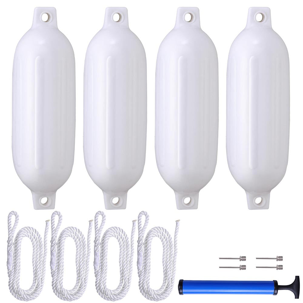 Yescom 6.5x23in 4X Boat Fender Twin Eye Dock Shield Kit, White Image