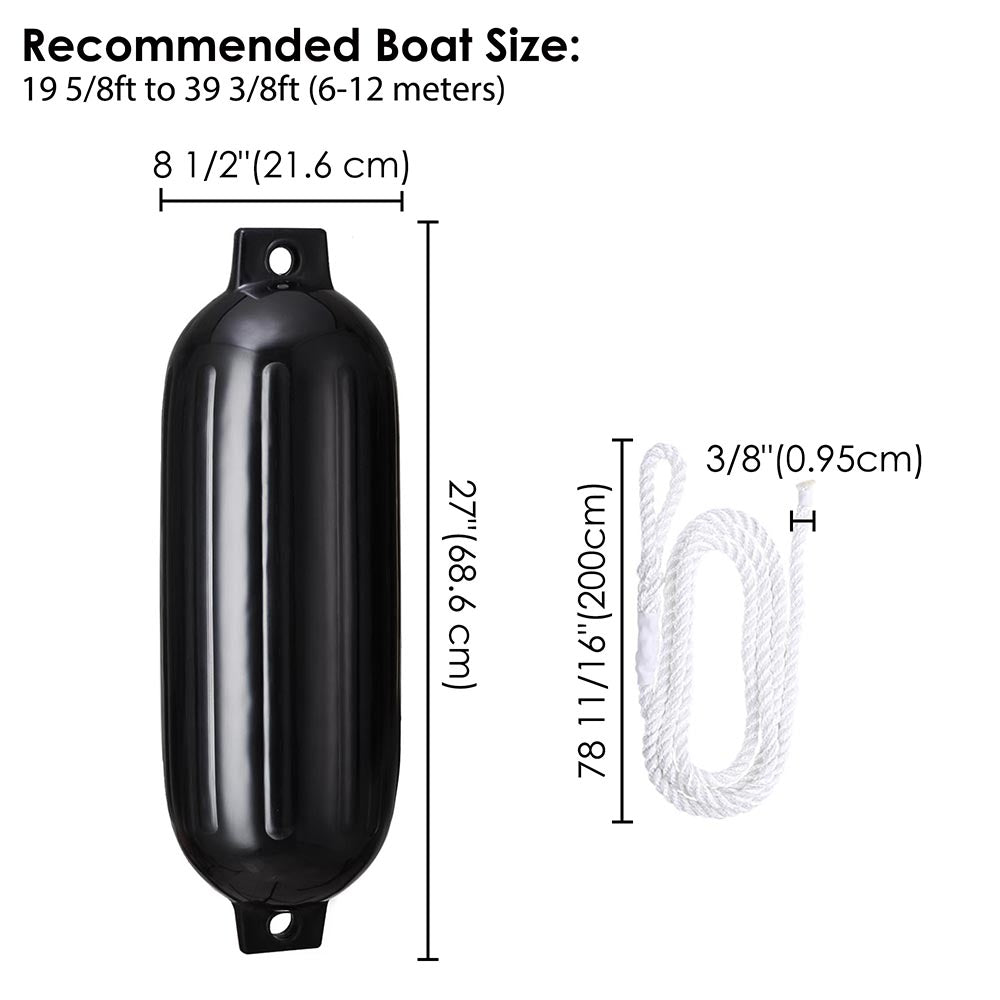 Yescom 8x27in 4X Boat Fender Twin Eye Dock Shield Kit Image