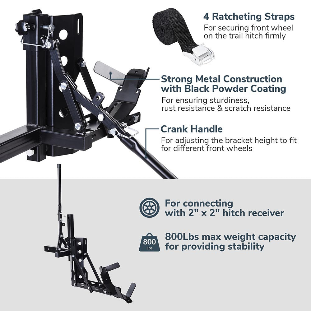 Yescom 800lbs Motorcycle Trailer Hitch Carrier & 2" Tow Receiver Image