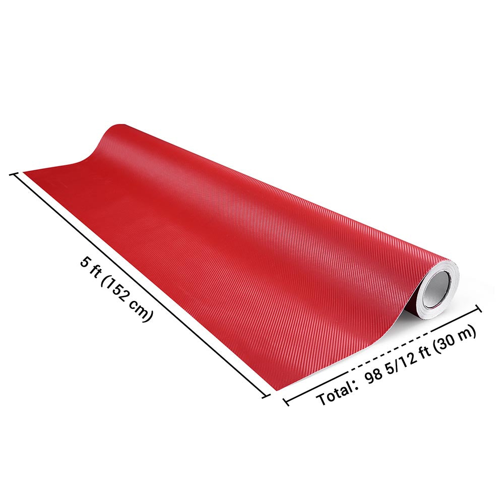 Yescom Carbon Vinyl Wrap Roll 5' x 98' Auto Car 3D Sticker Red Image