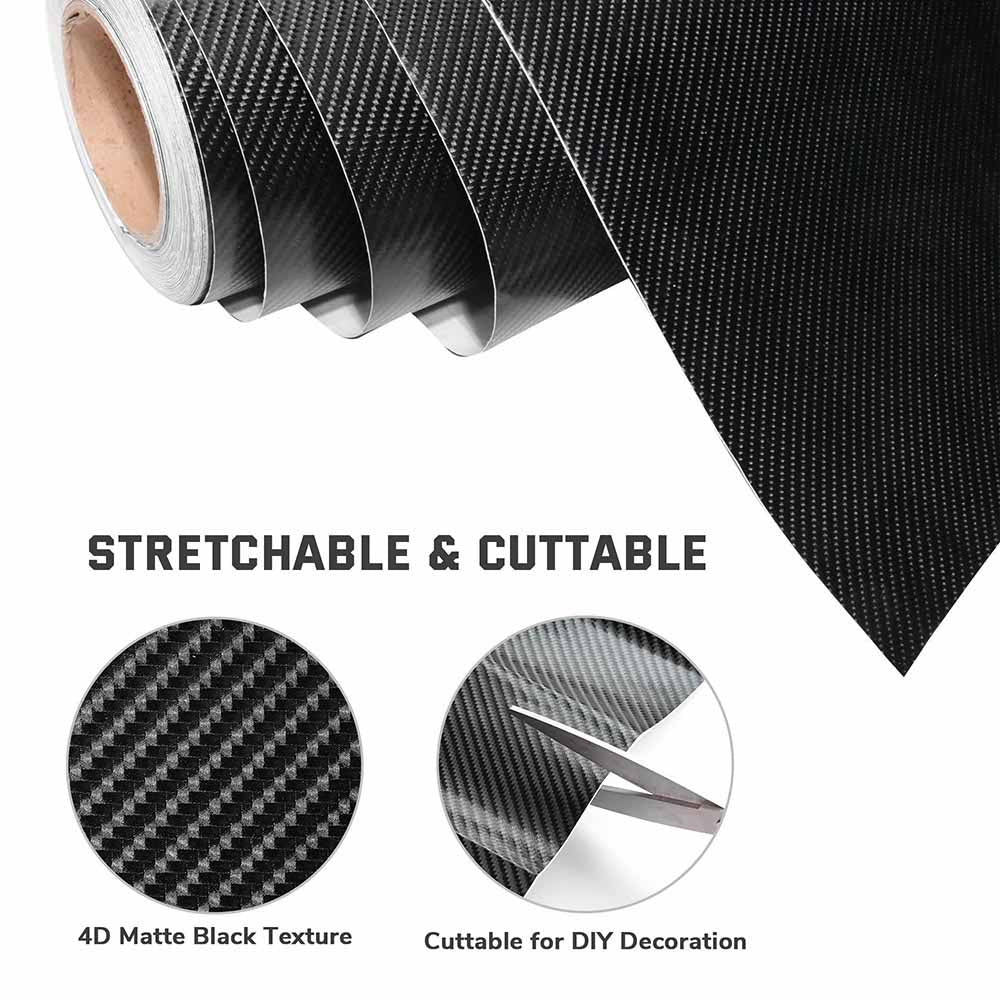 Yescom Carbon Vinyl Wrap Roll 5' x 100' Auto Car 4D Sticker Black Image