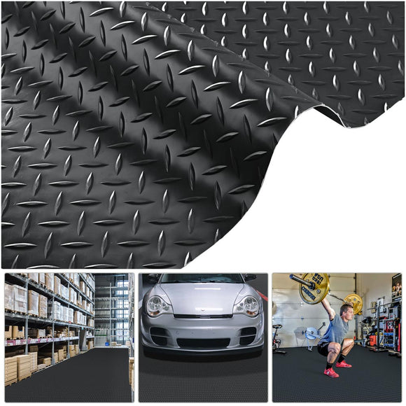 Yescom Garage Floor Mat Vinyl Roll Diamond Black Image