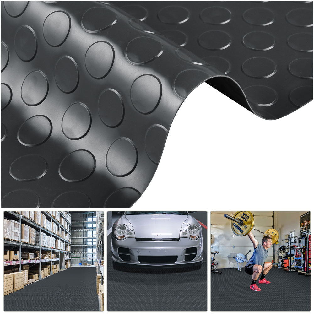 Yescom Garage Floor Mat Vinyl Roll Coin 6.5x19.5 ft, Black Image