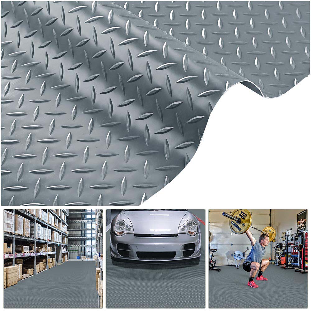 Yescom Garage Floor Mat Vinyl Roll Diamond Gray Image