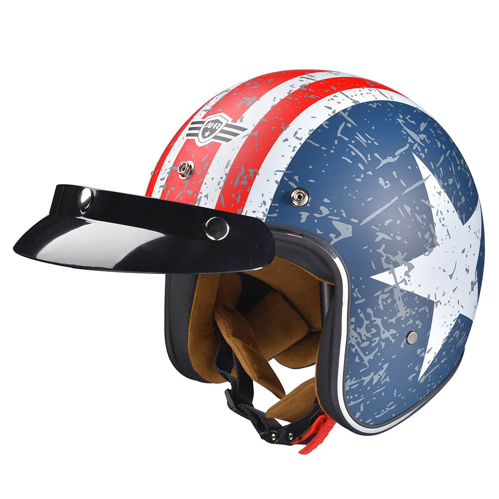 Yescom DOT Motorcycle Helmet Open Face with Visor American Flag Image