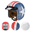 AHR DOT Motorcycle Helmet Open Face with Visor American Flag