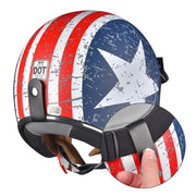 Yescom DOT Motorcycle Helmet Open Face with Visor American Flag Image