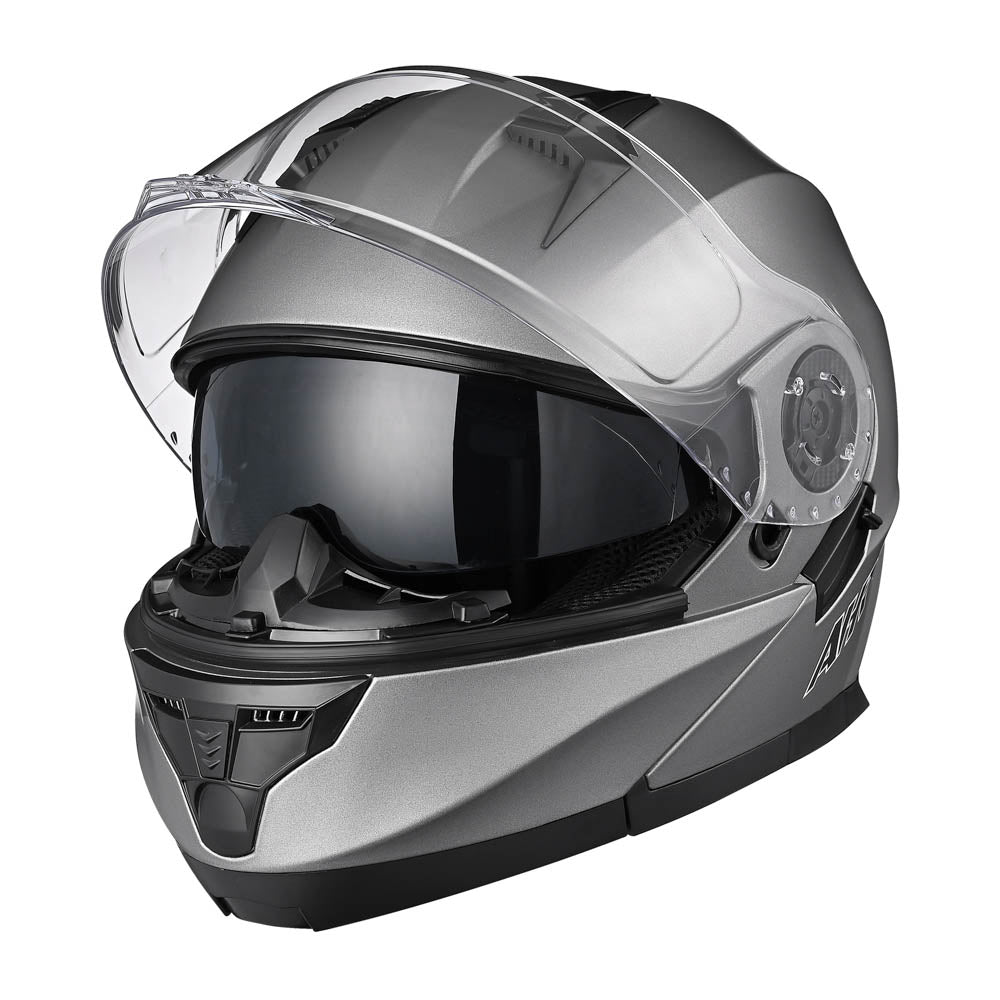 Yescom RUN-M3 Modular Helmet Flip Up DOT 2-Visors Gray, M(57-58cm) Image