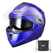 Yescom Modular Helmet Flip Up Full Face Dual Visors DOT Blue, L Image