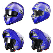 Yescom Modular Helmet Flip Up Full Face Dual Visors DOT Blue Image