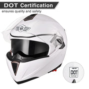 Yescom Modular Helmet Flip Up Full Face Dual Visors DOT White Image