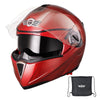 AHR Modular Helmet Flip Up Full Face Dual Visors DOT Red