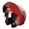 AHR Modular Helmet Flip Up Full Face Dual Visors DOT Red