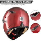 Yescom Modular Helmet Flip Up Full Face Dual Visors DOT Red Image