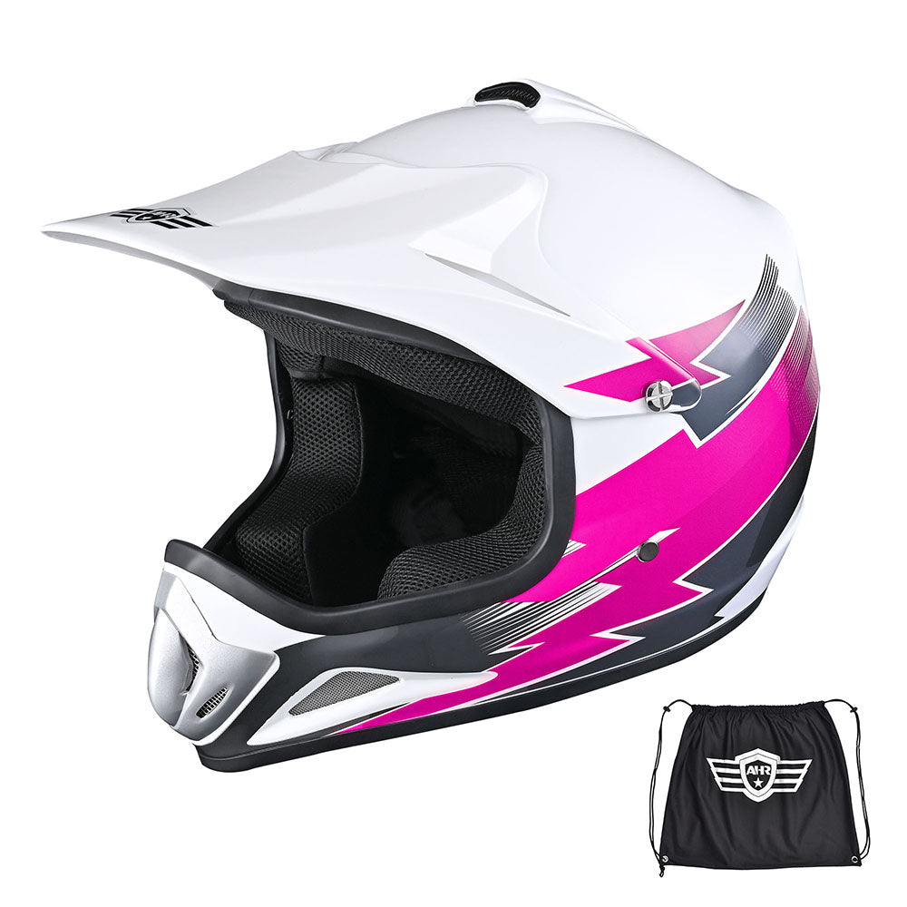 Yescom Dirt Bike Helmet for Youth H-VEN12 DOT Pink, XL(55-56cm) Image