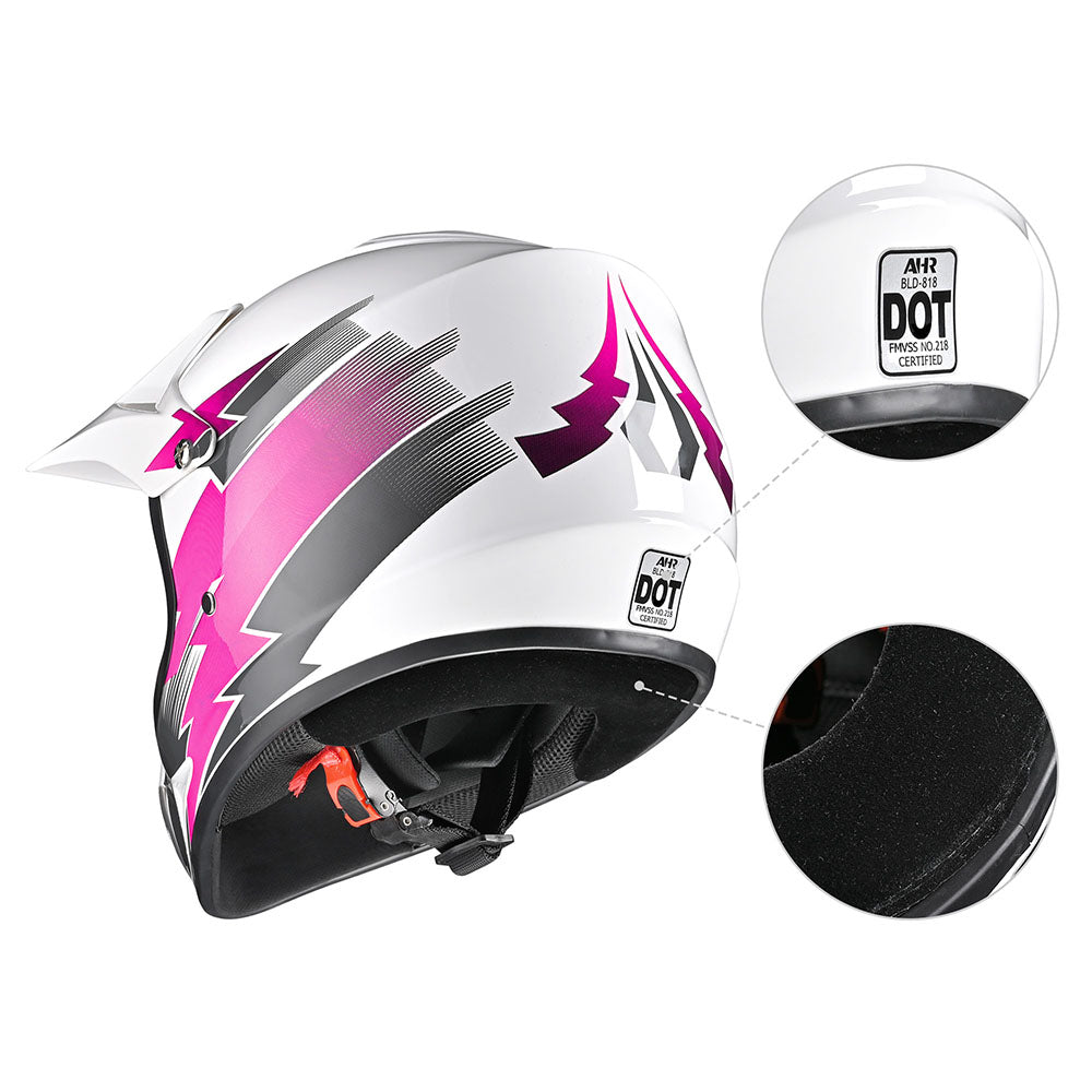 Yescom Dirt Bike Helmet for Youth H-VEN12 DOT Pink Image