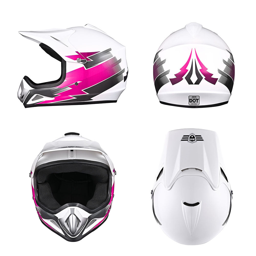 Yescom Dirt Bike Helmet for Youth H-VEN12 DOT Pink Image