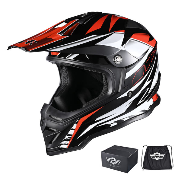 Yescom DOT Dirt Bike Motocross Helmet Black Red Image