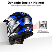 Yescom DOT Dirt Bike Motocross Helmet Black Blue Image