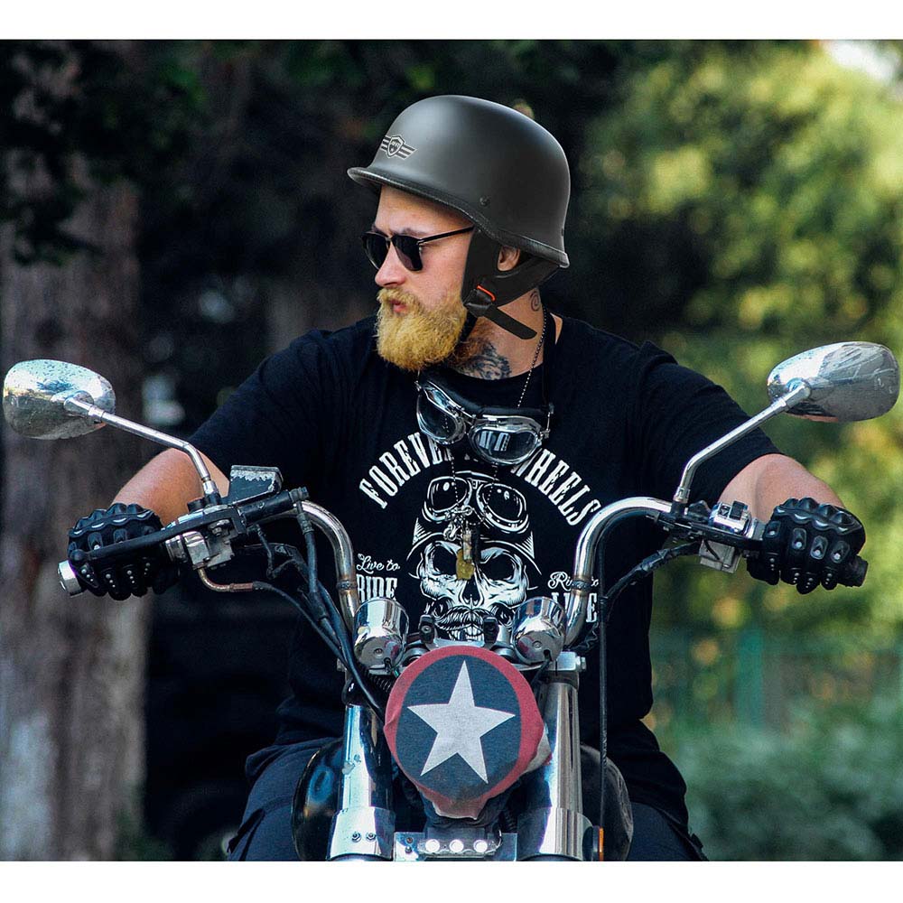 Yescom RUN-G Half Helmet Motorcycle Chopper Helmet German Style DOT Image