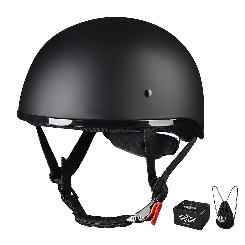 Yescom RUN-C Half Helmet Matt Black Chopper Motorcycle Helmet DOT, XL Image